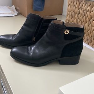 Tory Burch Ossie Ankle black leather boot.
